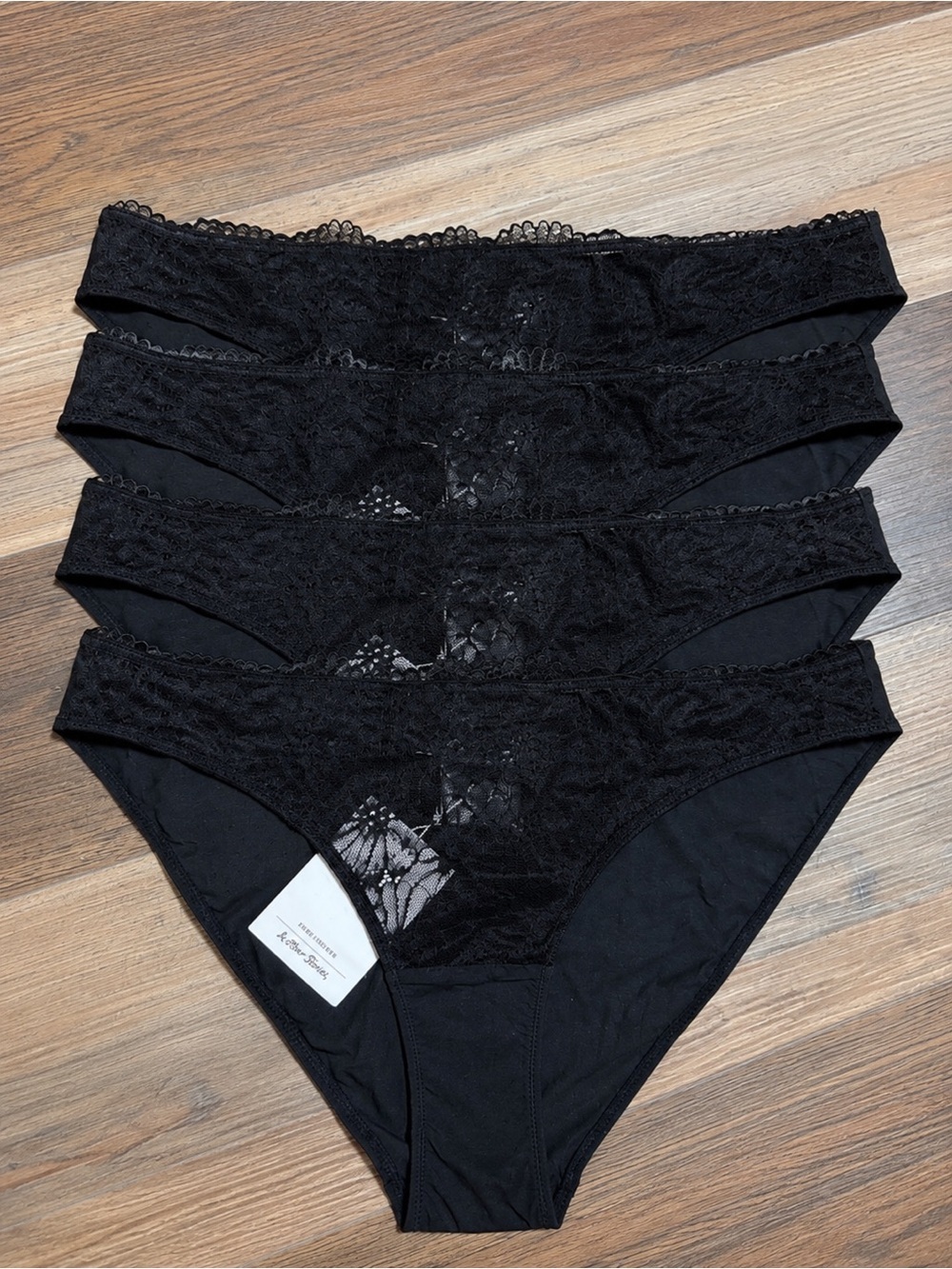 & Other Stories Womens Size 12 Lace Sheer Floral Panty Black Stretch